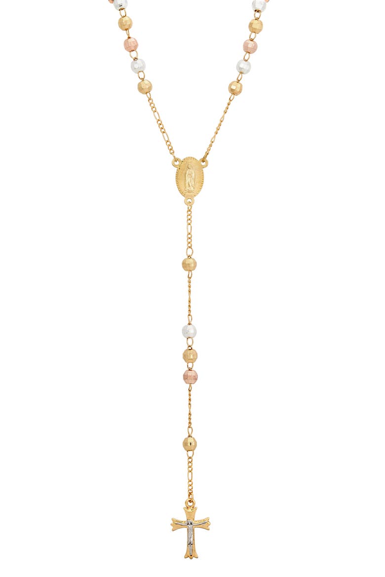 Faceted Rosary Y-Necklace, Main, color, GOLD/ WHITE