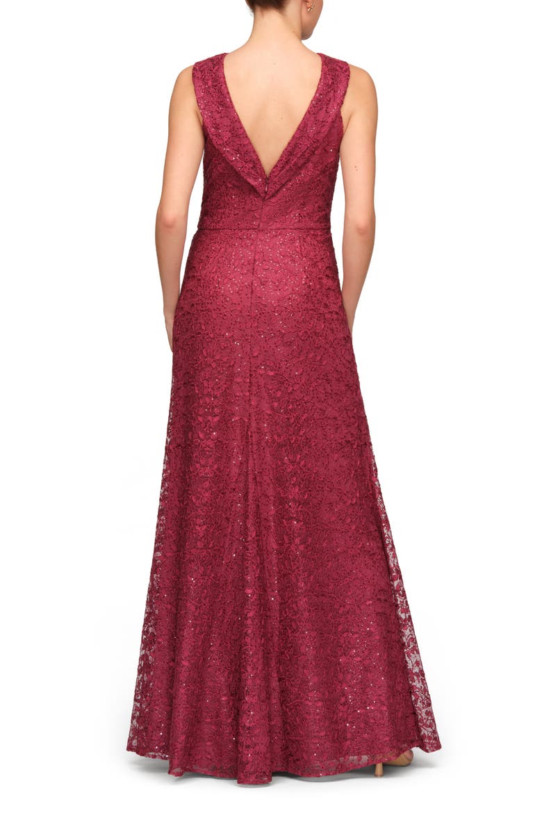 Peggy Sequin Lace Gown, Alternate, color, RED PLUM