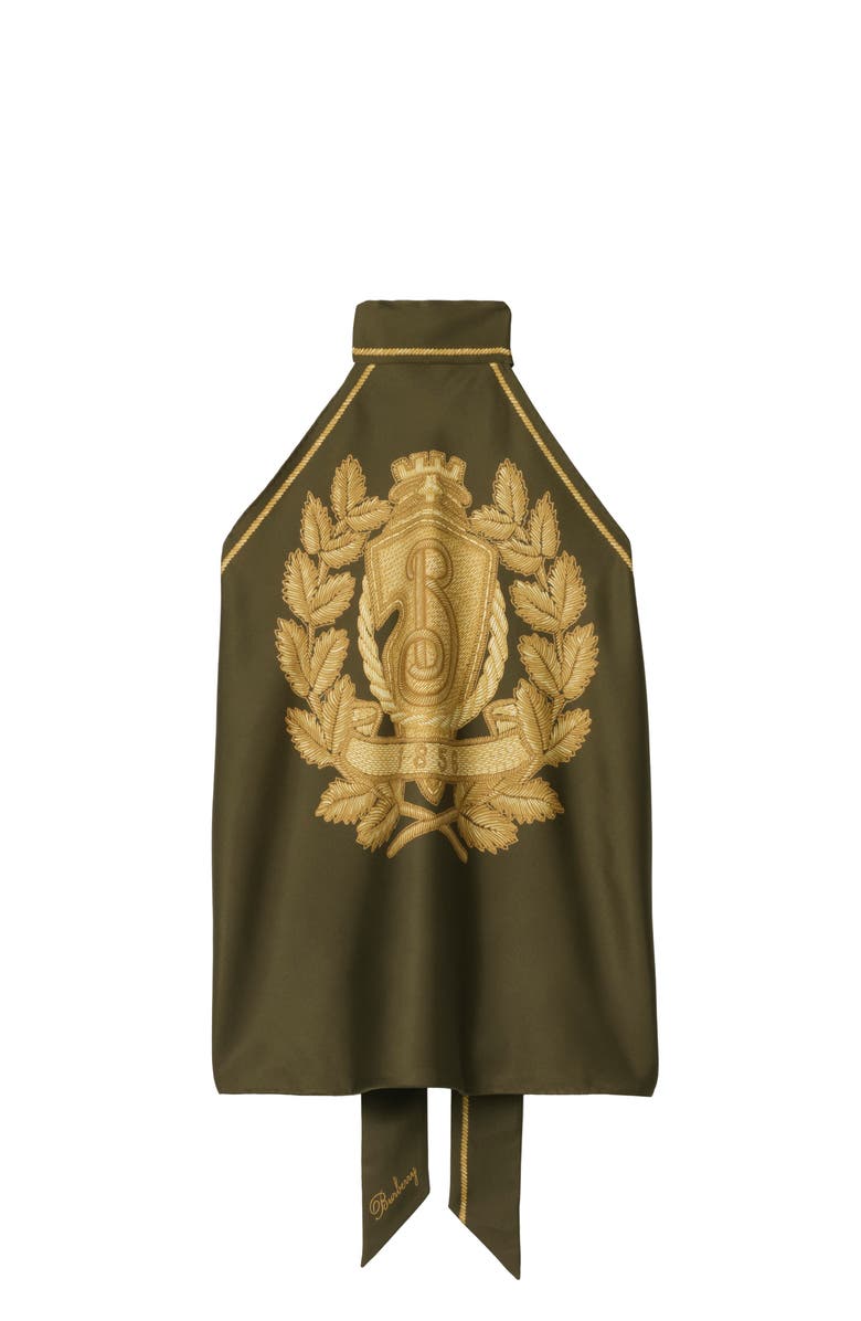 Burberry B Crest Silk Scarf Top, Main, color, Marsh Green
