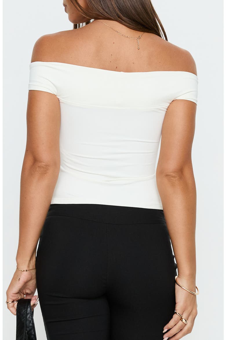 Maxeina Twist Off the Shoulder Crop Top, Alternate, color, WHITE