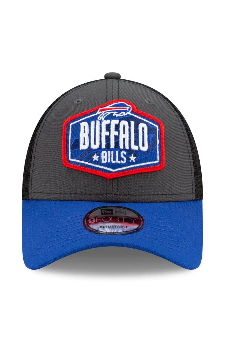 New Era Men's New Era Graphite/Royal Buffalo Bills 2021 NFL Draft Trucker 9FORTY Snapback Adjustable Hat, Alternate, color, 