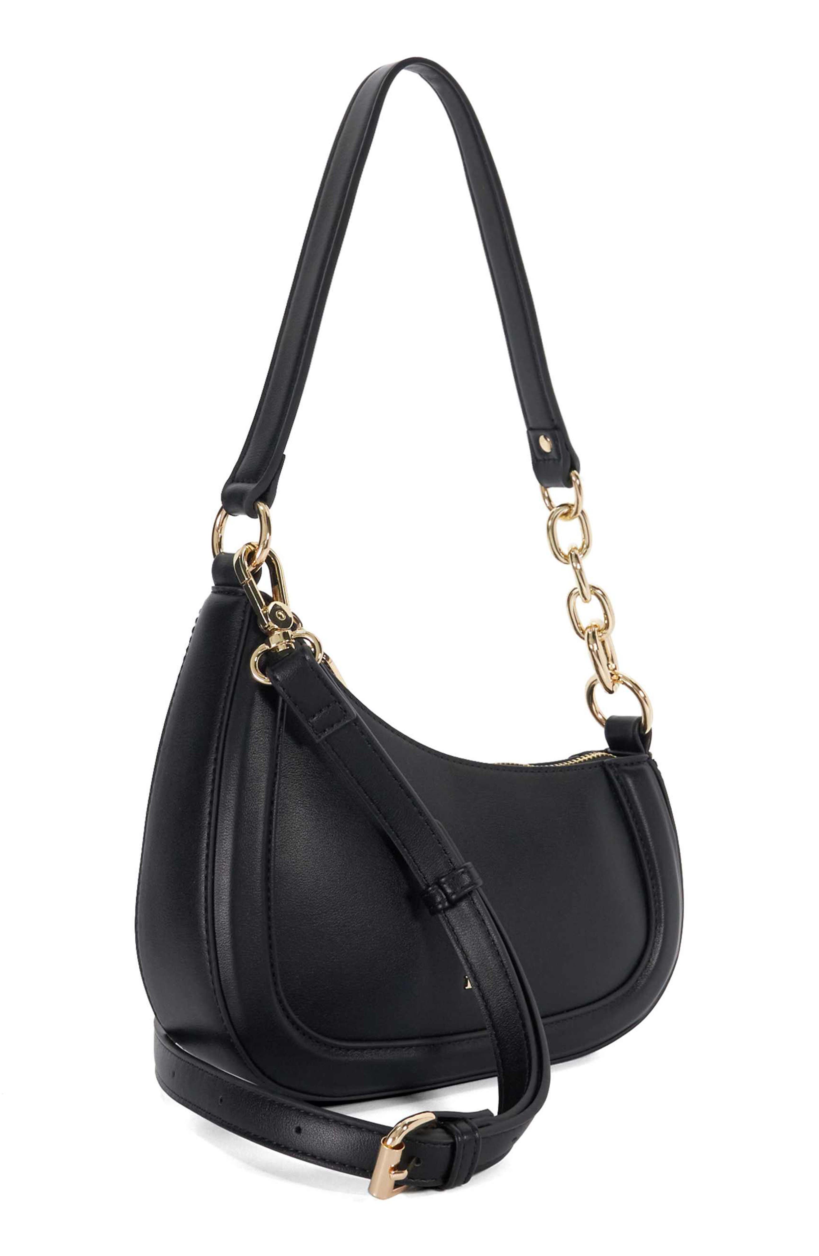 Dune London Direction Faux Leather Shoulder Bag, Alternate, color, Black