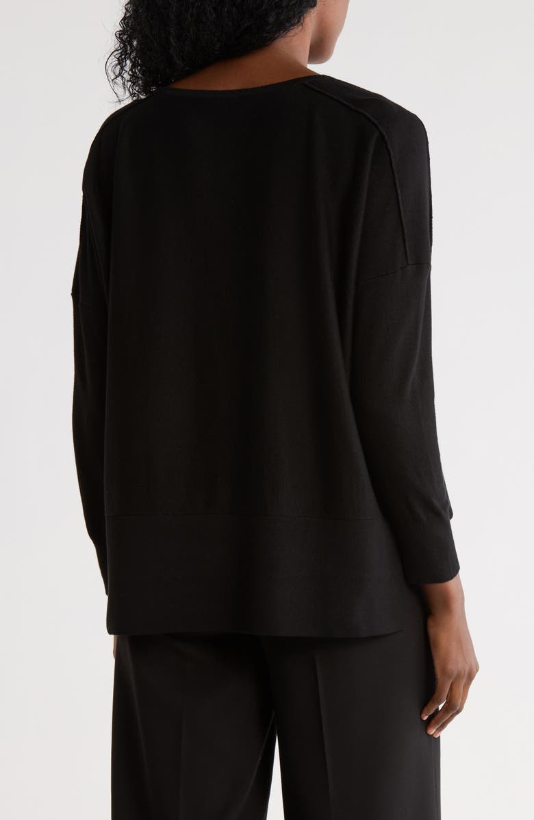 Adrianna Papell Drop Shoulder Tunic Sweater, Alternate, color, Black