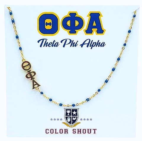 Theta Phi Alpha Greek Letter Side Set Necklace