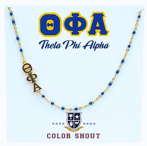 Color Shout Theta Phi Alpha Greek Letter Side Set Necklace In Gold
