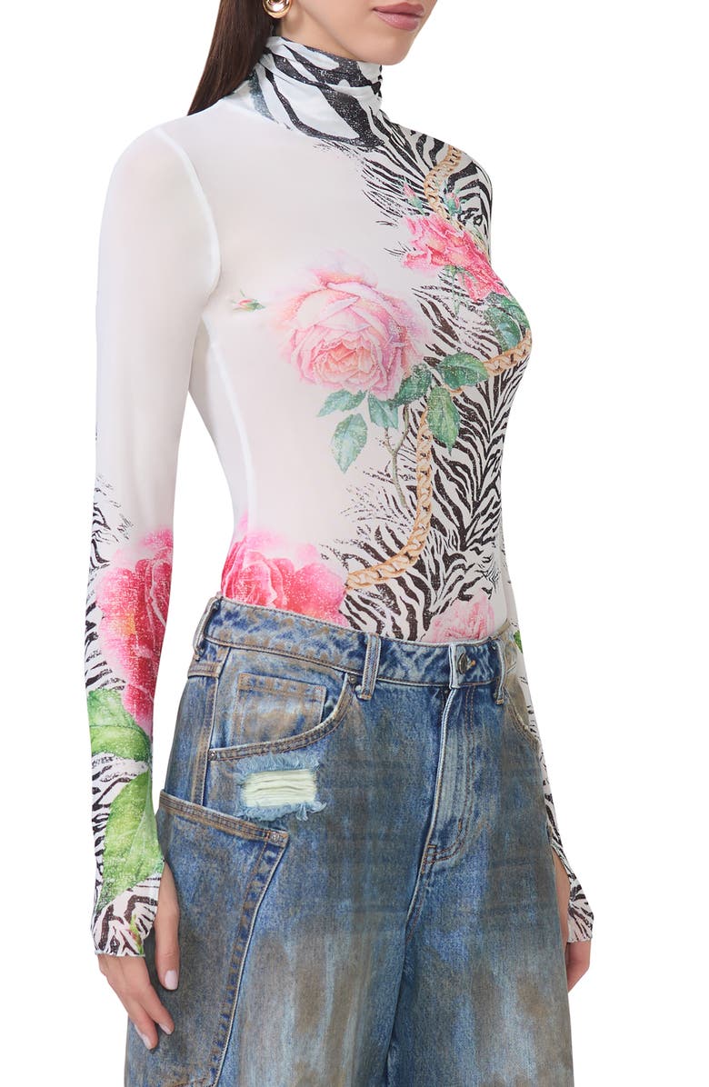 AFRM Zadie Print Sheer Mesh Top, Alternate, color,