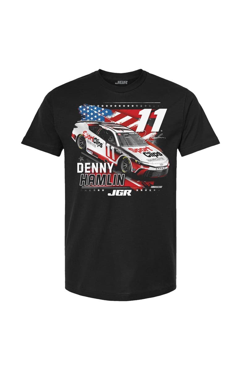 JOE GIBBS RACING TEAM COLLECTION Men's Joe Gibbs Racing Team Collection Black Denny Hamlin Patriotic Car T-Shirt, Alternate, color, Black