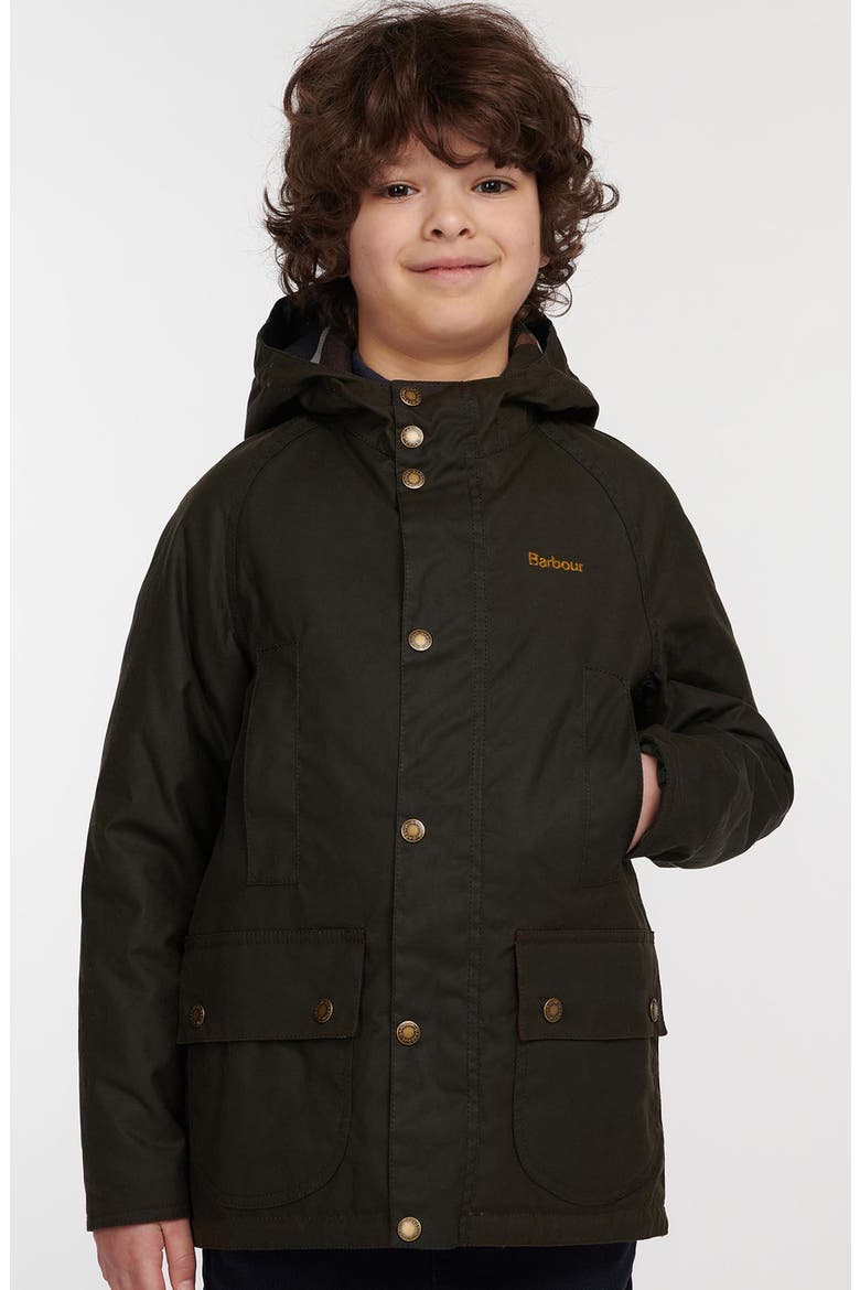 Kids' Beaufort Waxed Hooded Jacket, Alternate, color, OLIVE