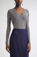 ST. JOHN Vanis Fine Gauge Cable Stitch V-Neck Sweater
