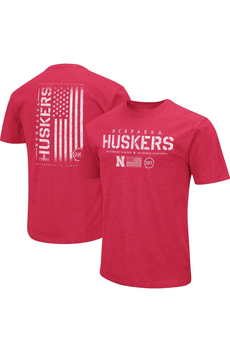 COLOSSEUM Men's Colosseum Scarlet Nebraska Huskers OHT Military Appreciation Flag 2.0 T-Shirt, Main, color, 