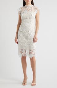 Eliza J Floral Appliqué Lace Sheath Dress