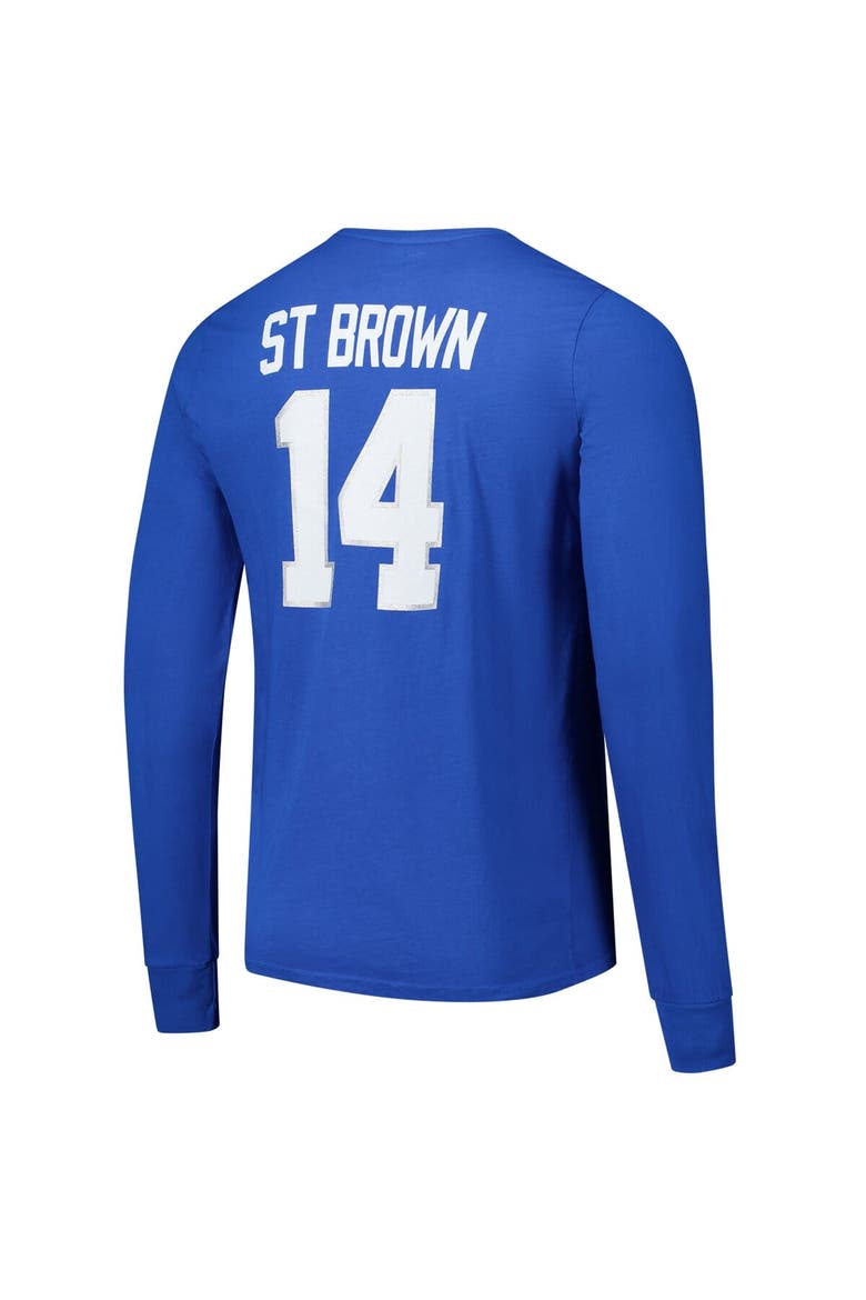 Men's Majestic Threads Amon-Ra St. Brown Blue Detroit Lions Name & Number Long Sleeve T-Shirt, Alternate, color, Blue