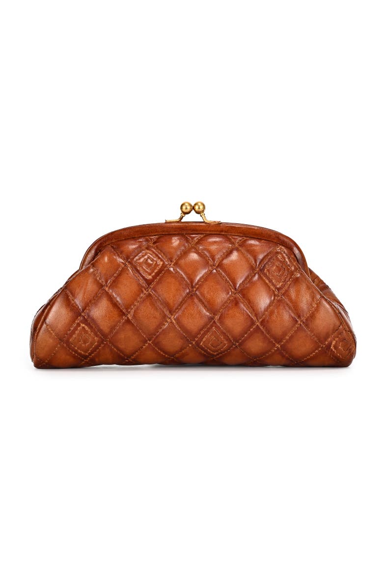Petunia Quilted Leather Beauty Pouch, Main, color, Cognac