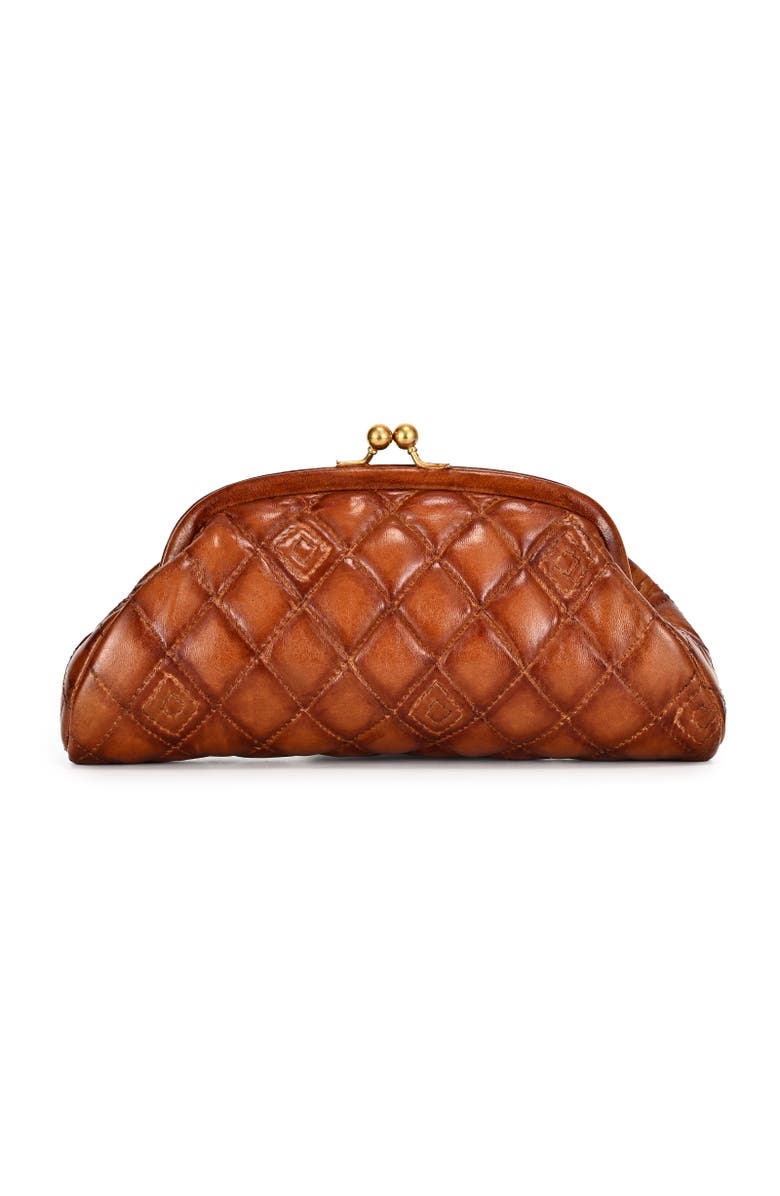 OLD TREND Petunia Quilted Leather Beauty Pouch, Main, color, Cognac