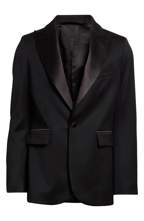 Bode Silk-satin Trimmed Wool Barathea Tuxedo Jacket In Black