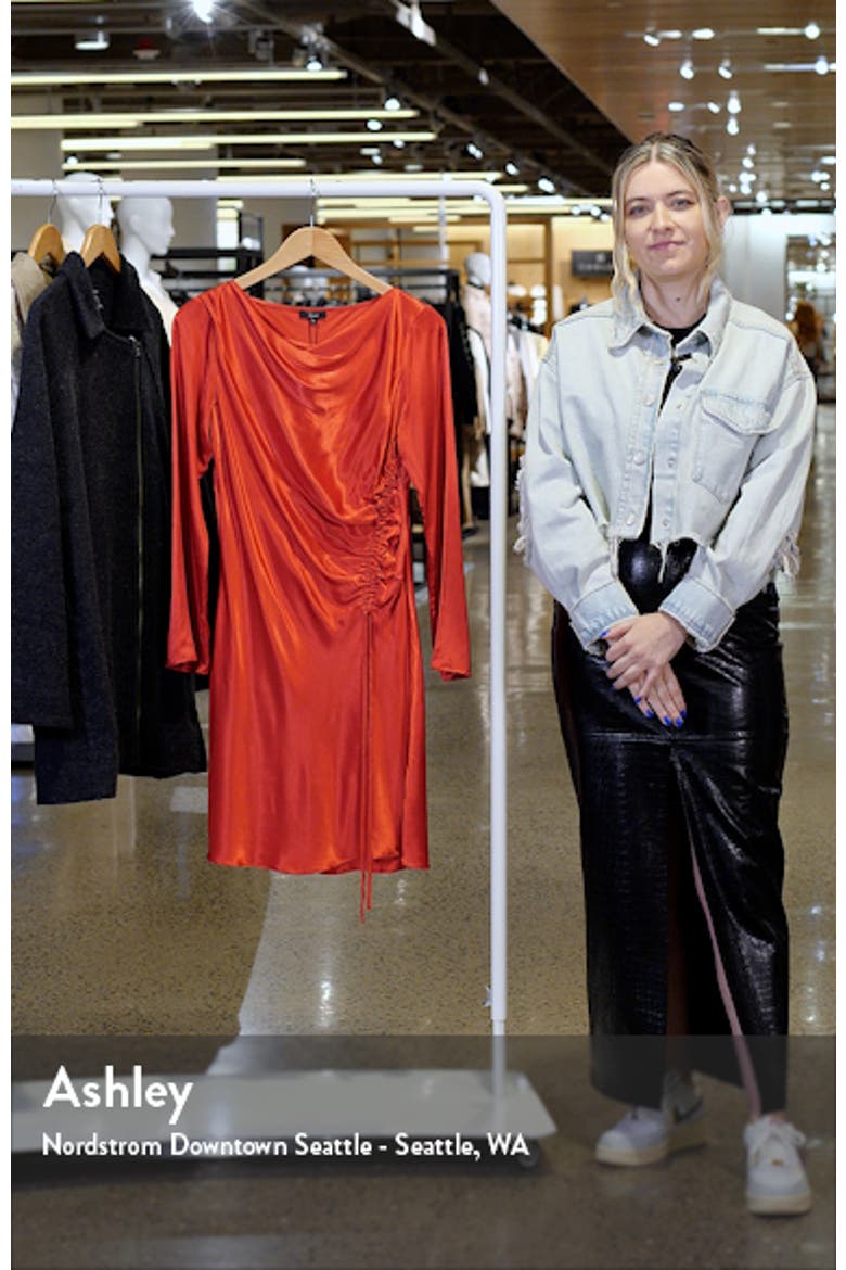Alessandra Long Sleeve Ruched Satin Dress video