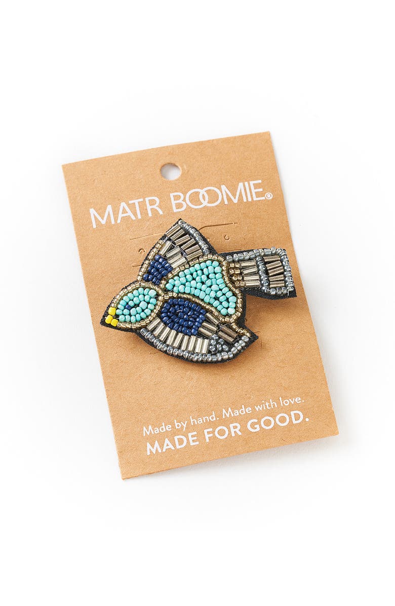 Matr Boomie Bala Mani Beaded Bird Brooch Pin, Alternate, color, Metallic Gold