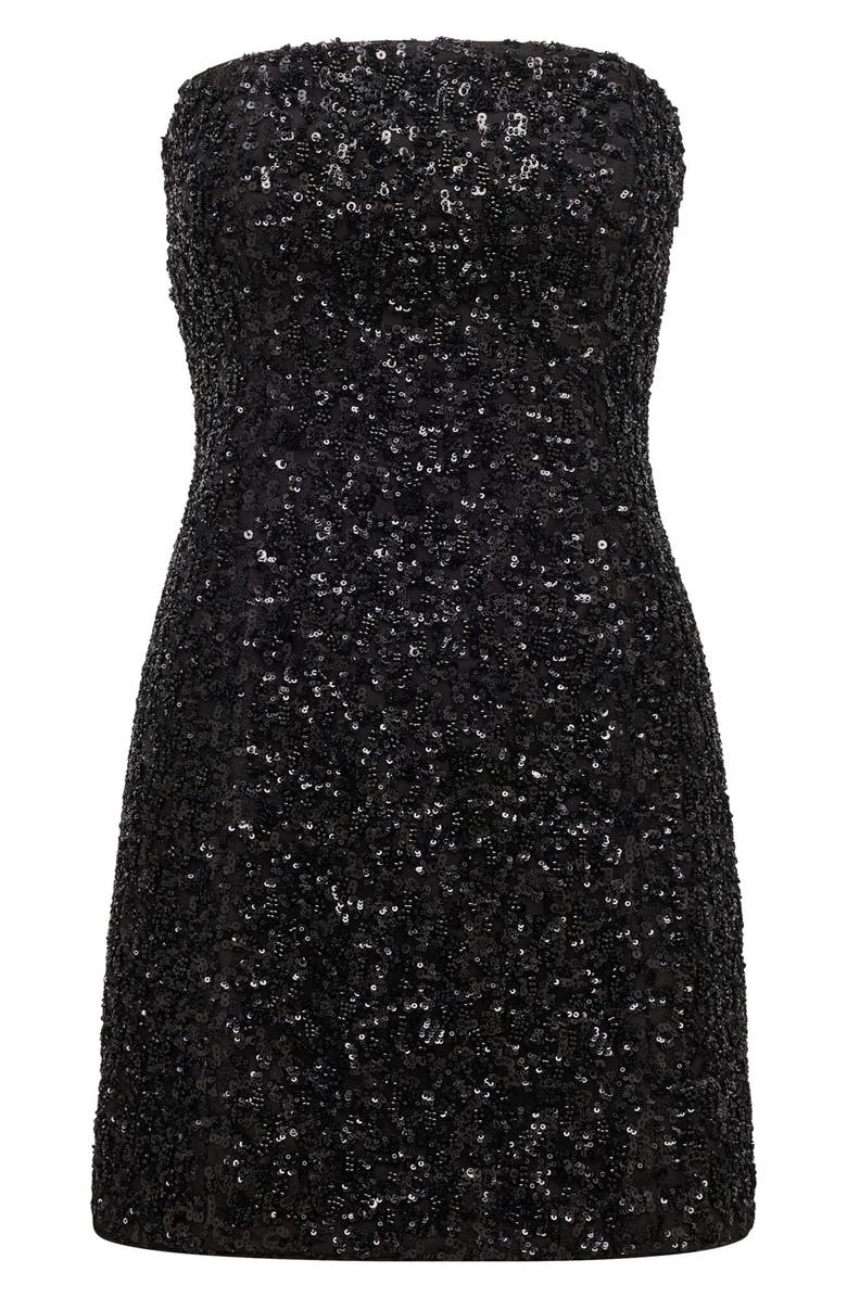 Ever New Elysia Sequin Strapless Minidress, Alternate, color, Black