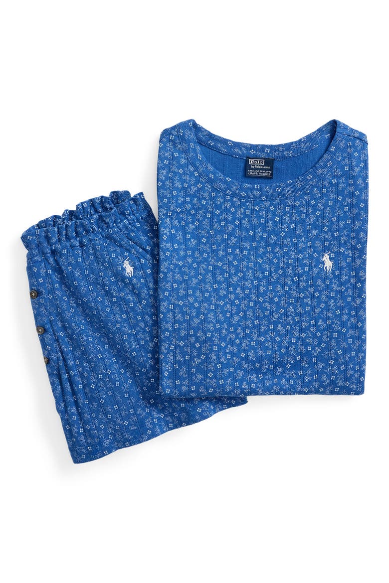 Logo Detail Cotton Short Pajamas, Alternate, color, MIDNIGHT DITSY