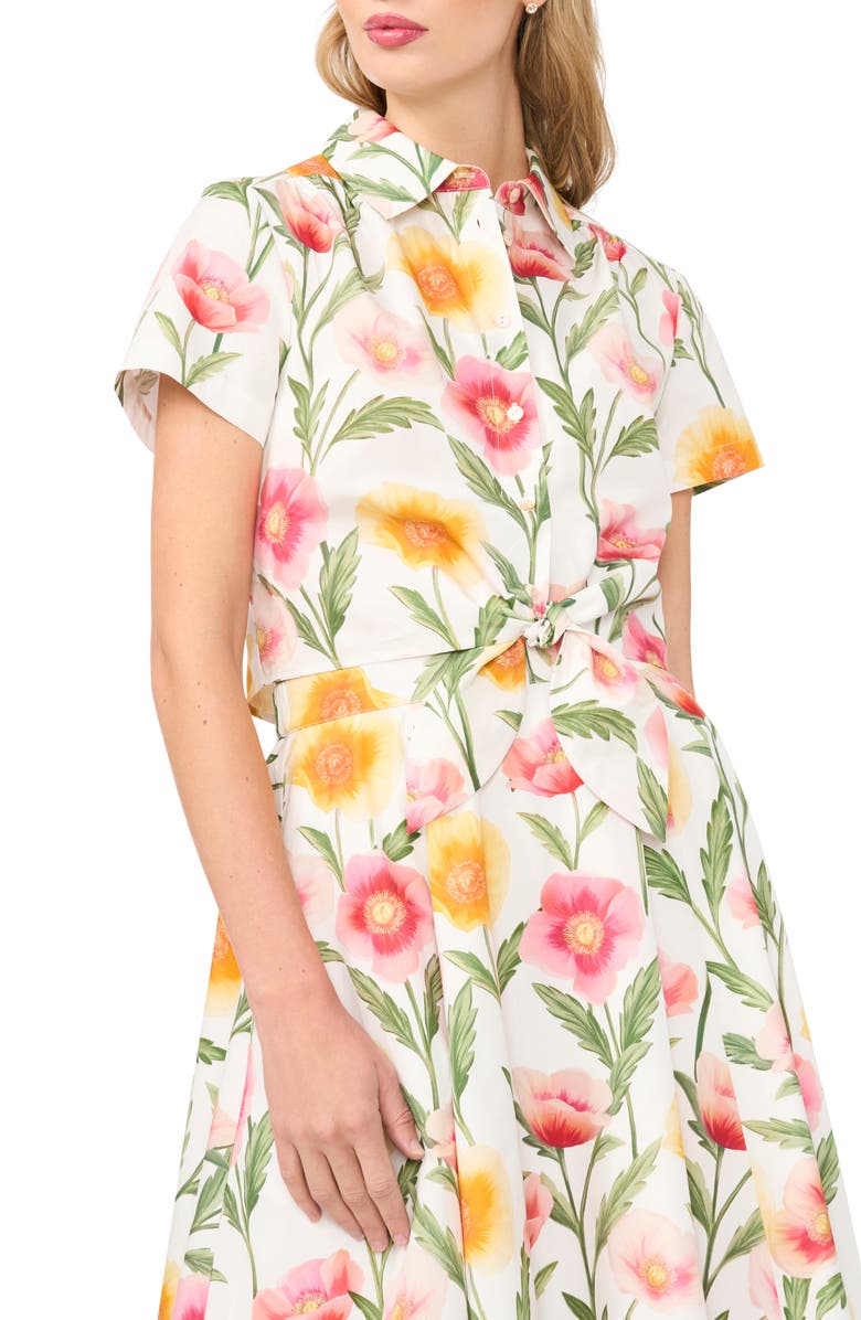 Ted Baker Libby Floral Tie Front Cotton Button-Up Shirt, Alternate, color,