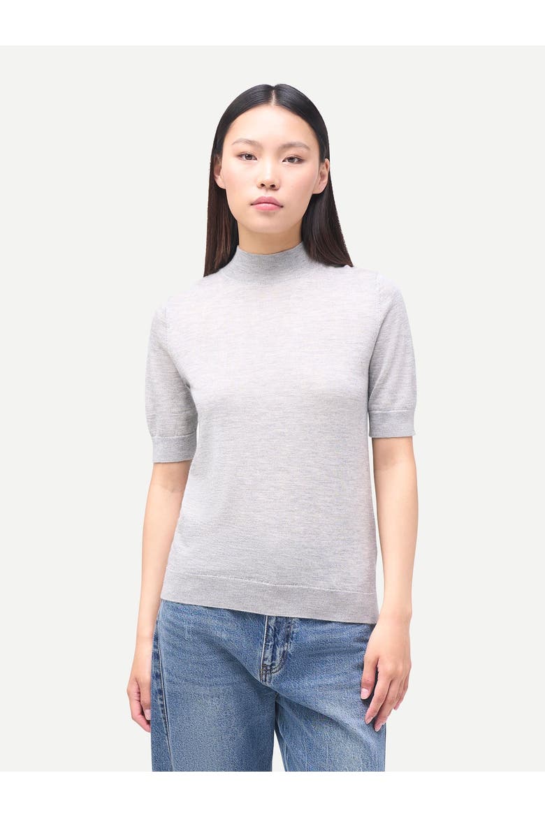 Cashmere Silk Shirt with High Neck, Alternate, color, vapor blue