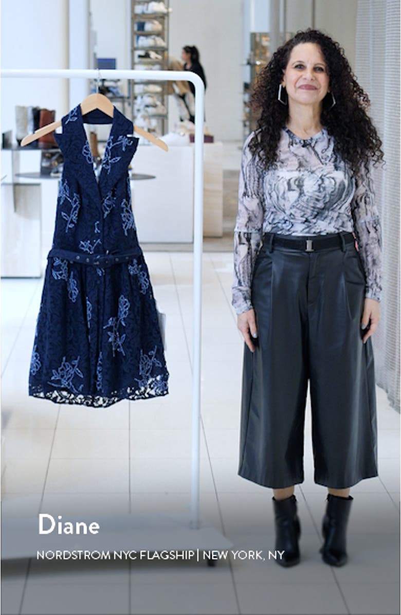 Saxon Beaded Lace Halter Minidress, sales video thumbnail