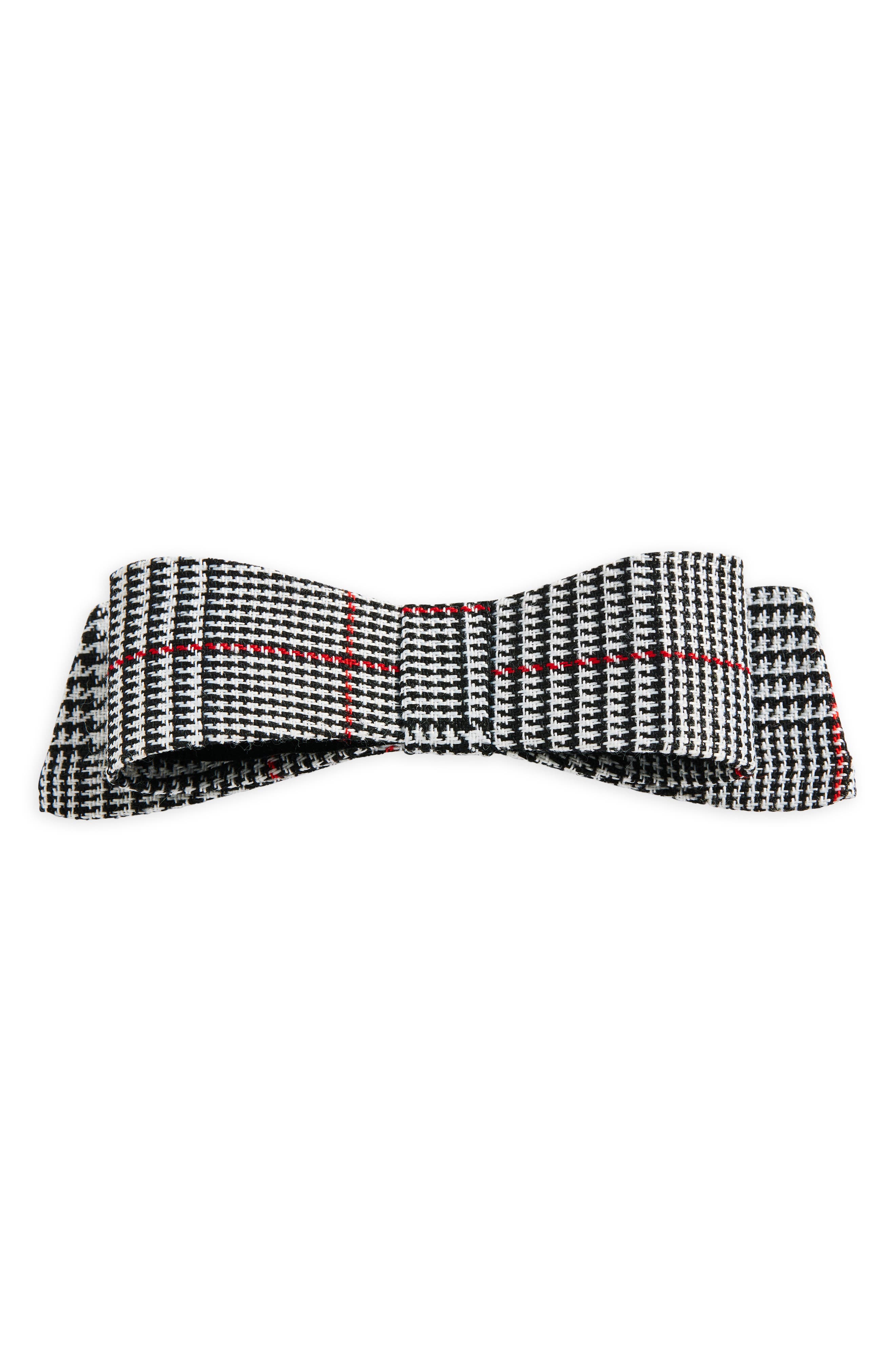 Tasha Structured Bow Barrette in Black Plaid 