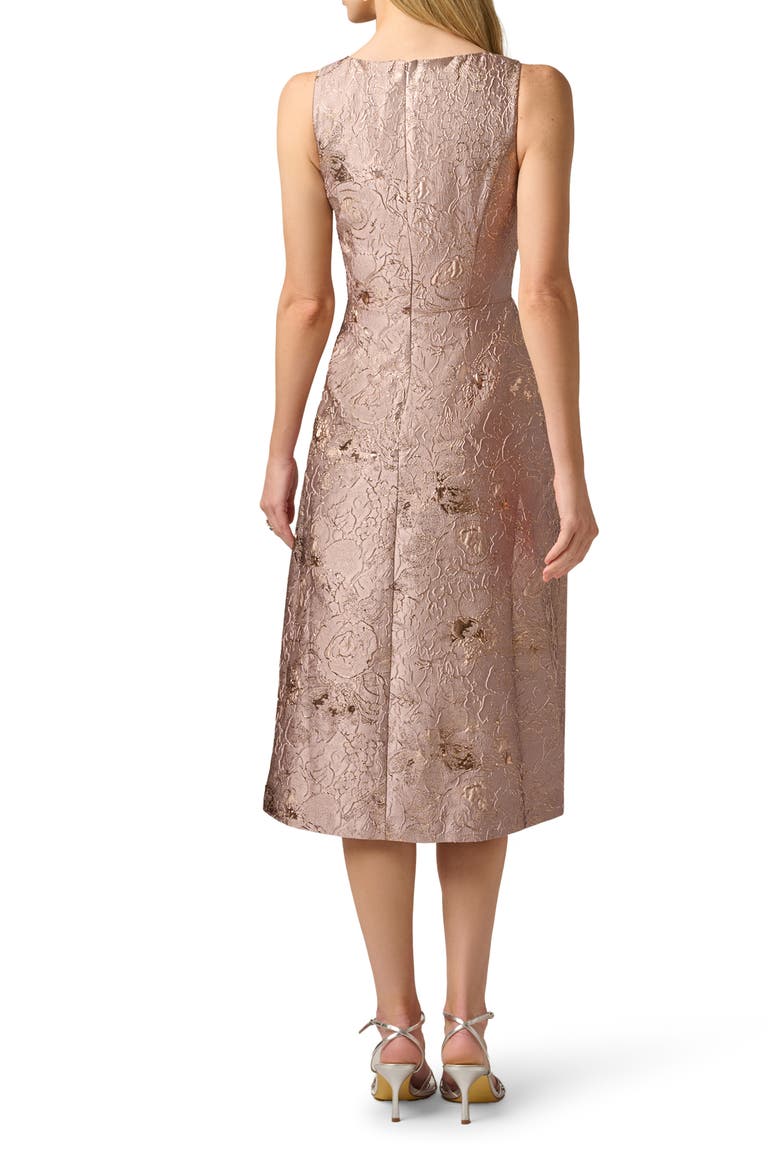 Metallic Jacquard Sleeveless Cocktail Dress, Alternate, color, CANDIED GINGER