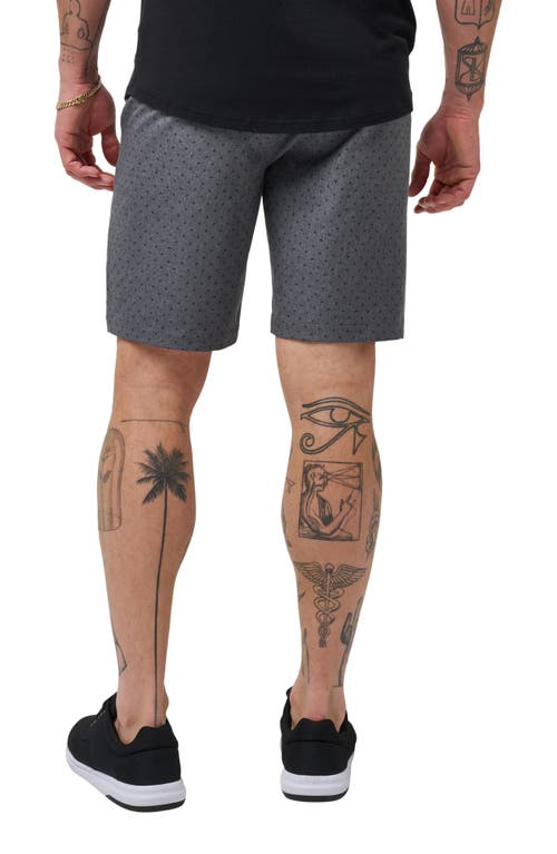 Travismathew Vegas Daze Dot Print Flat Front Stretch Shorts In Heather Dark Grey
