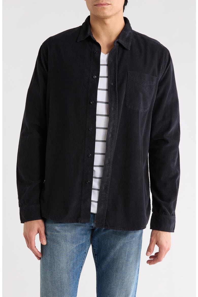 Colton Corduroy Button-Up Shirt, Main, color, TRUE BLACK