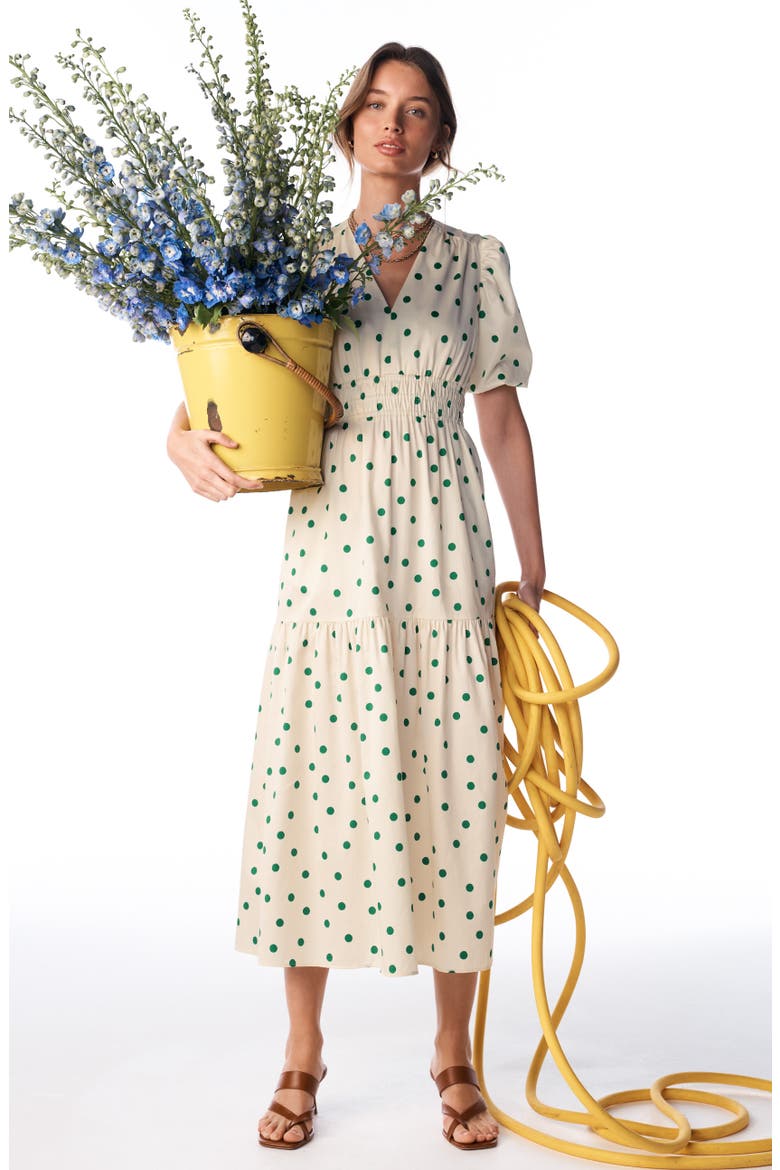 Irene Polka Dot Print Midi Dress, Alternate, color, PAPYRUS, PAINTED DOT SPACED