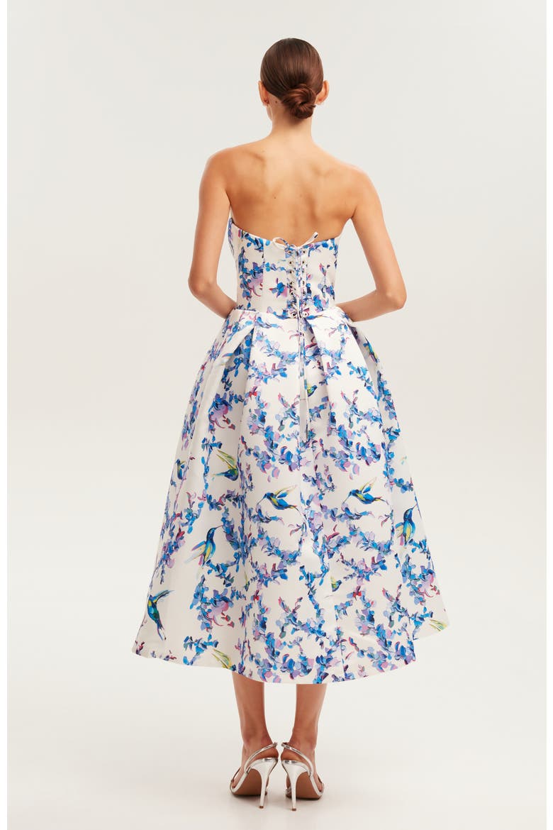 Corset Midi Formal Occasion Dress, Alternate, color, Lavender Birds