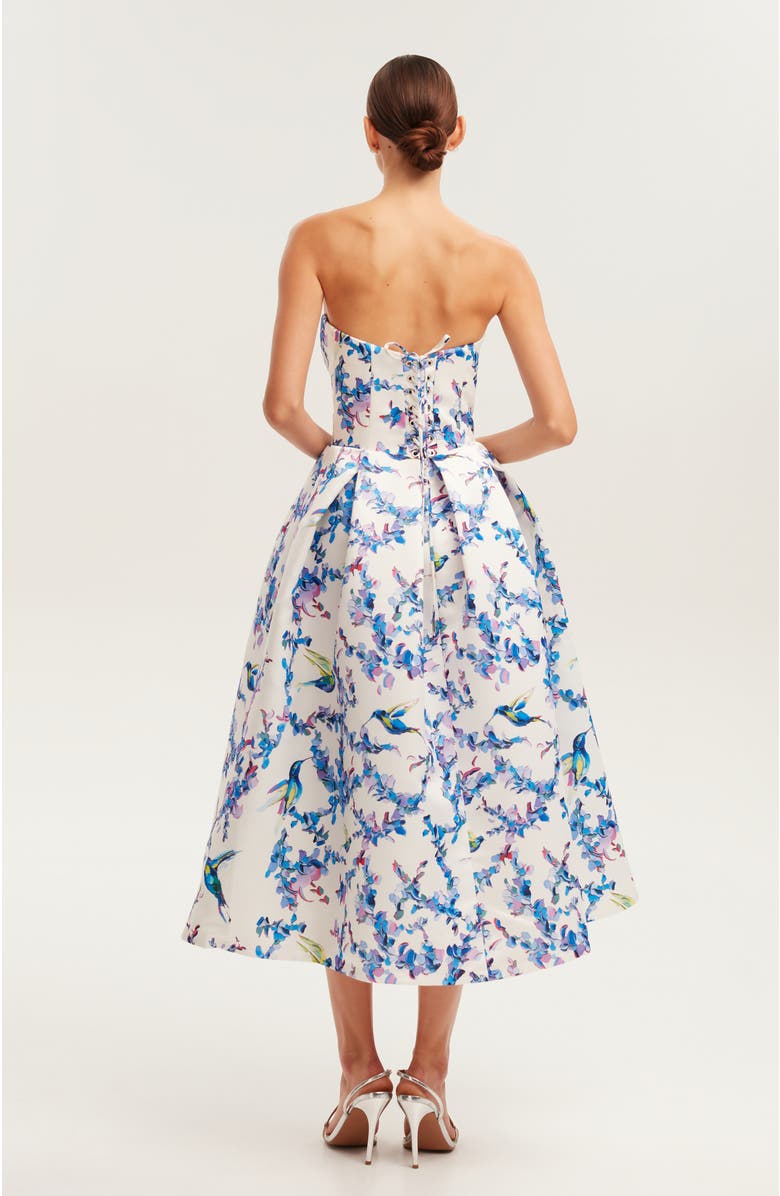 Milla Corset Midi Formal Occasion Dress, Alternate, color, Lavender Birds