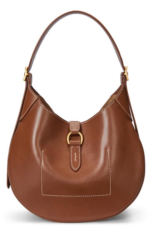 Polo Ralph Lauren Womens Cuoio Polo Id Small Leather Shoulder Bag In Brown