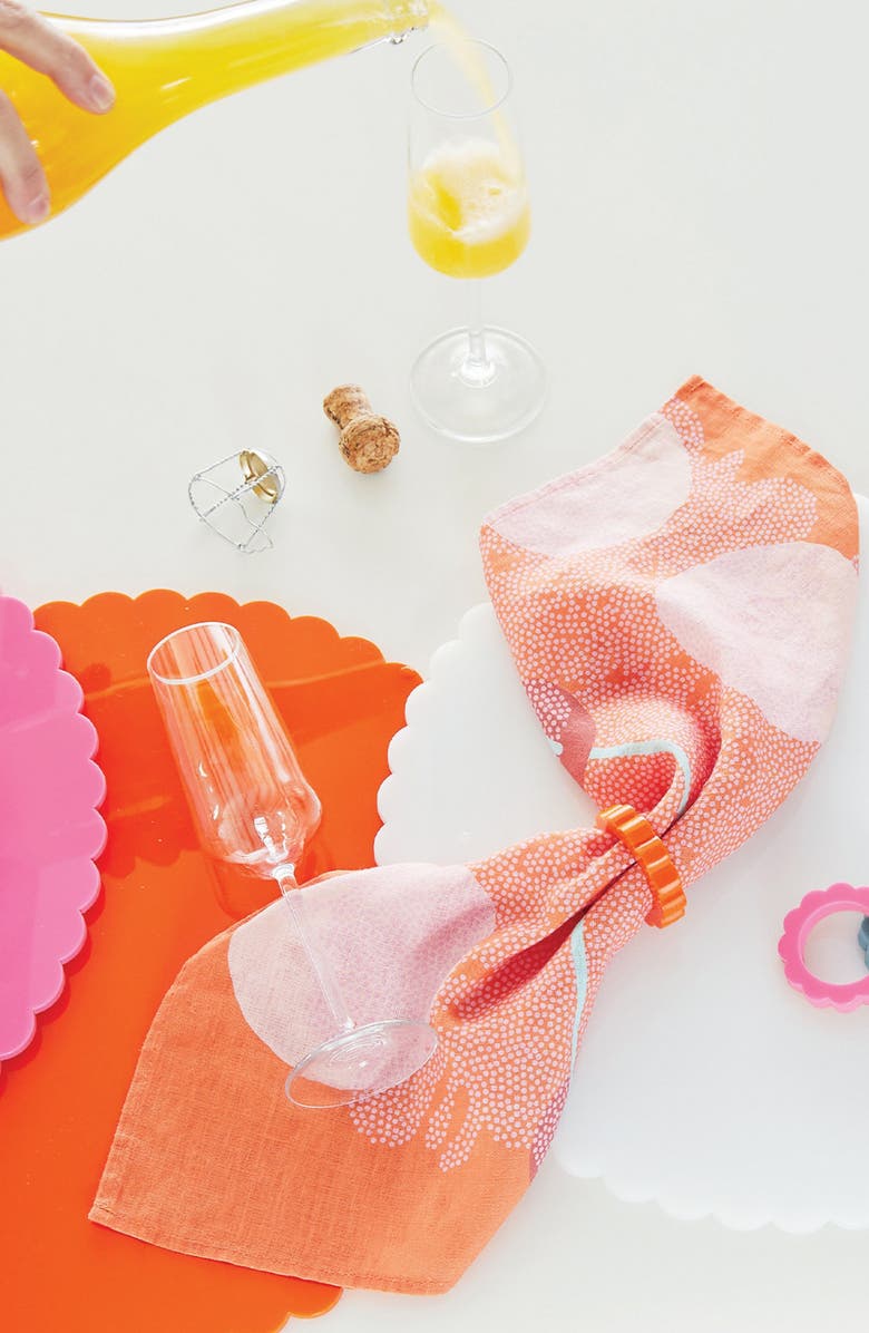 Mariposa Scalloped Set of 4 Placemats, Alternate, color, White