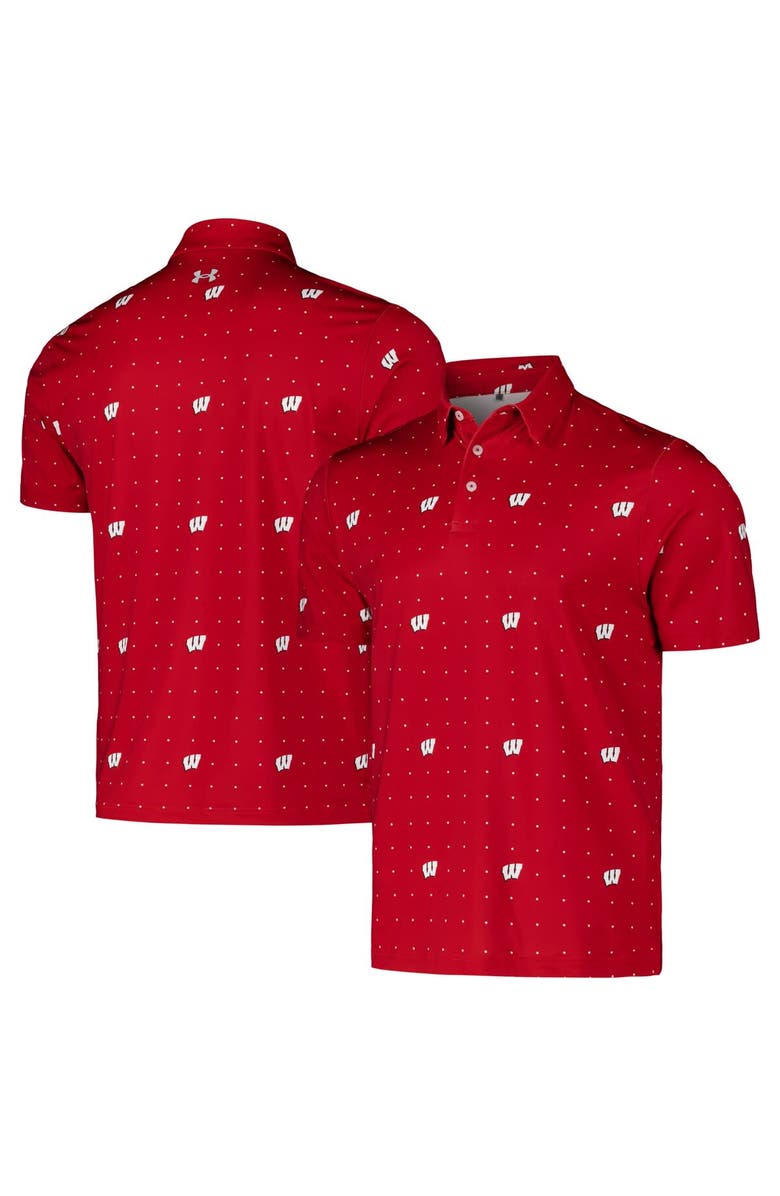 Under Armour Men's Under Armour Red Wisconsin Badgers Gameday Performance Polo, Alternate, color, Red