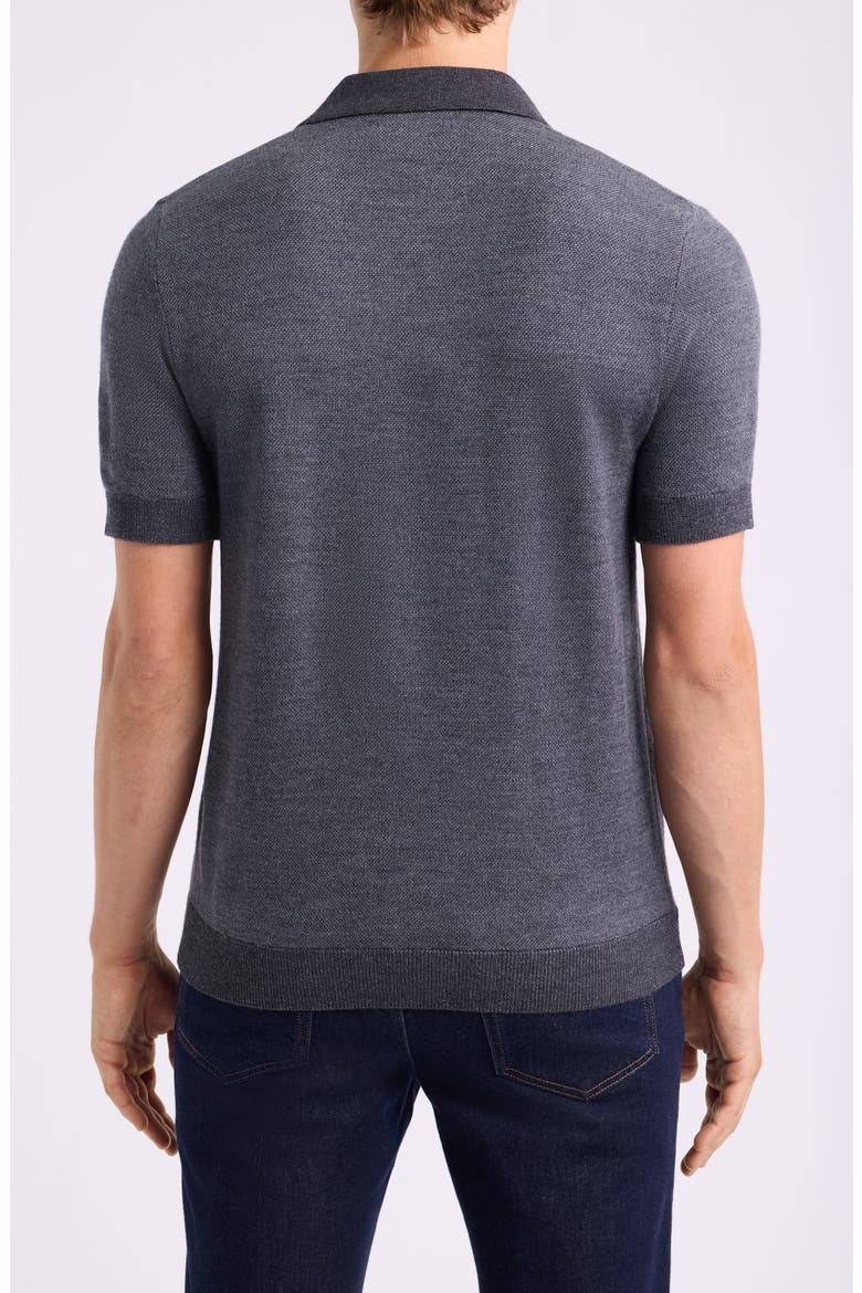 Short Sleeve Washable Merino Wool Polo Sweater, Alternate, color, CHARCOAL - GREY TURBULENCE