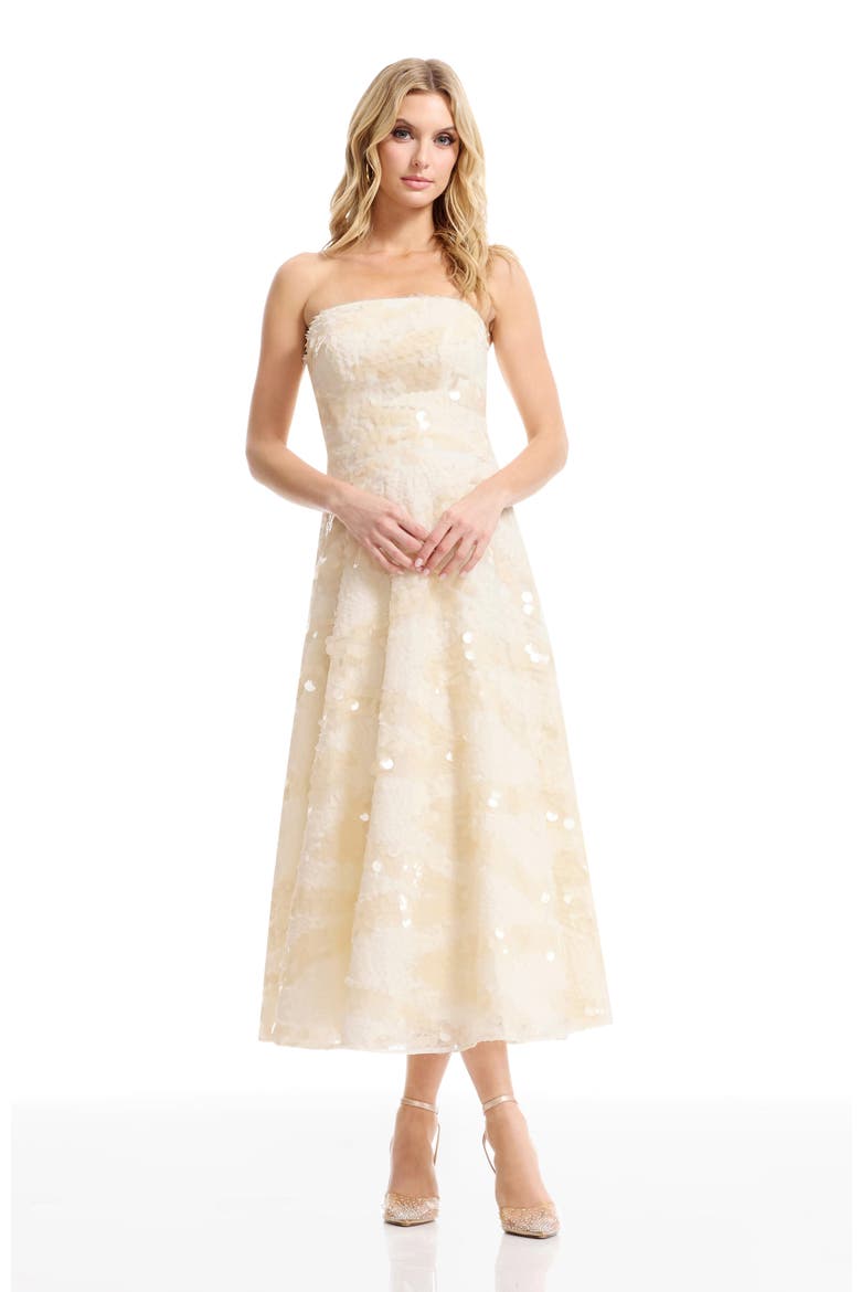 Kailyn Sequin Strapless Dress, Alternate, color, CREAM