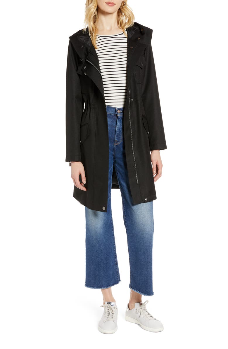 Halogen<sup>®</sup> Cinch Waist Hooded Raincoat, Alternate, color,