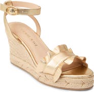 Jack Rogers Rozette Ruffle Espadrille Ankle Strap Platform Wedge Sandal