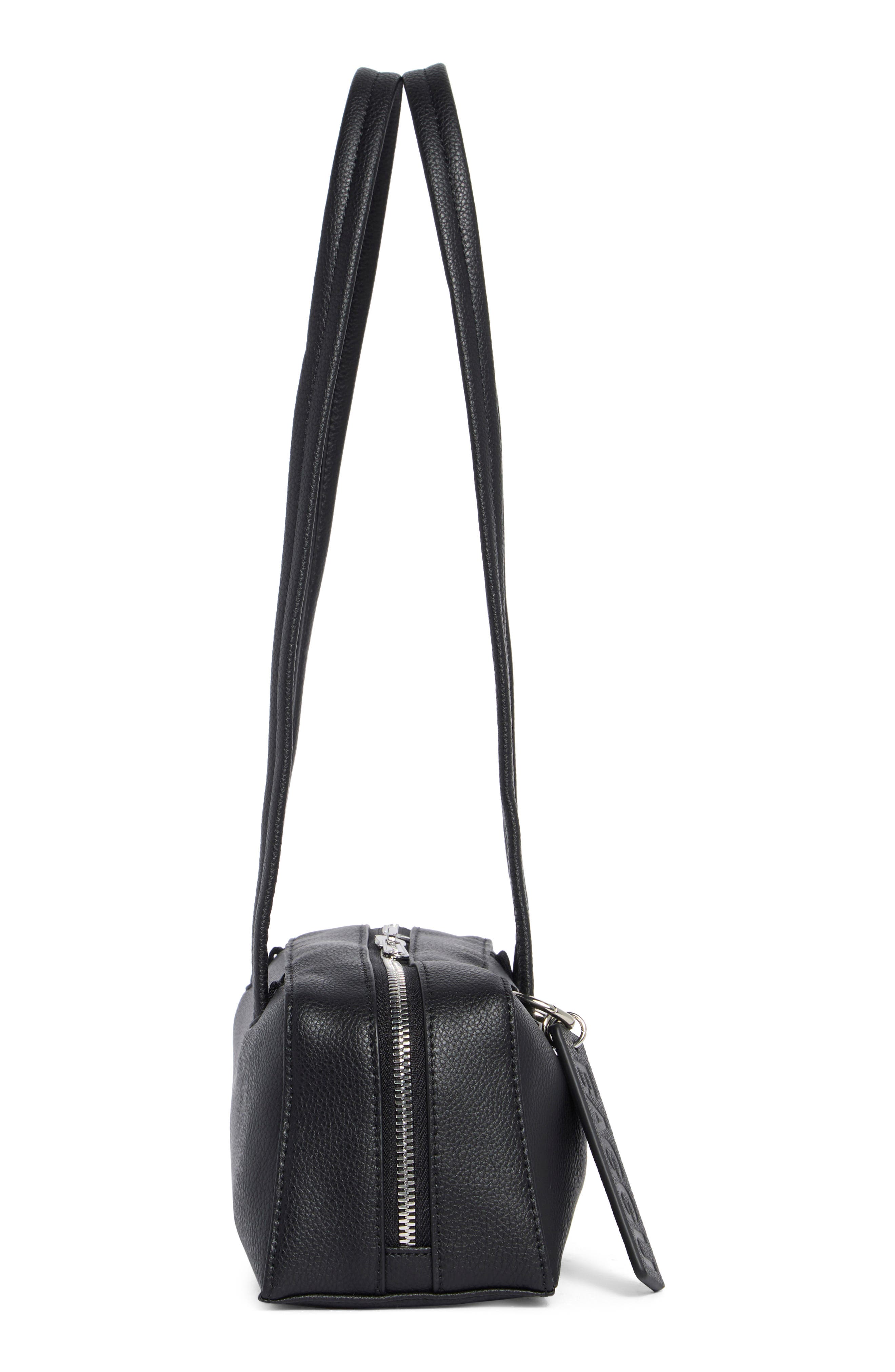 Baggu Small Recycled Leather Bowler Shoulder Bag, Alternate, color, Black