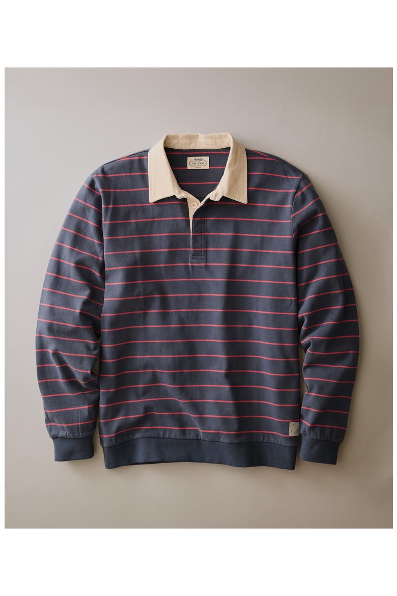 Sueded Rugby Polo, Alternate, color, NAVY/RED STRIPE