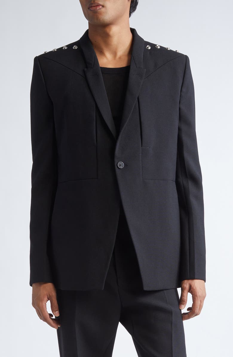 Rick Owens Fogpocket Wool Blazer, Main, color, Black