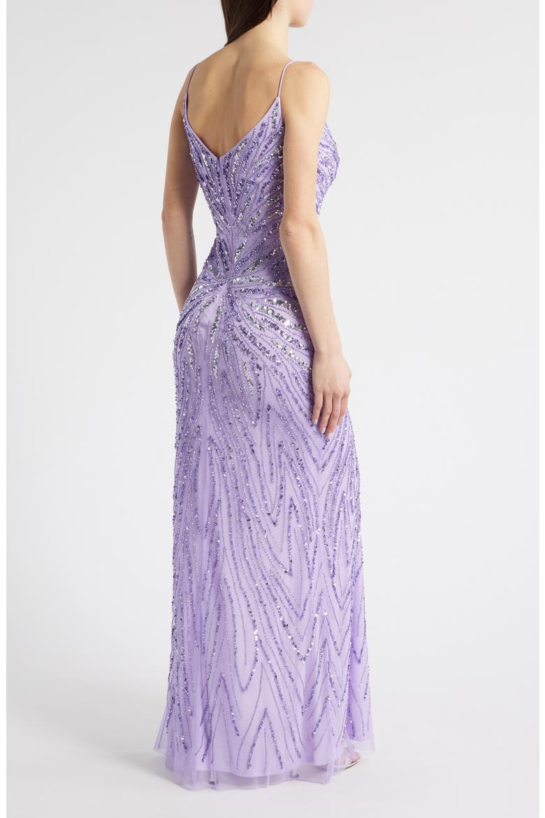 Glitter Mesh Column Gown, Alternate, color, LILAC