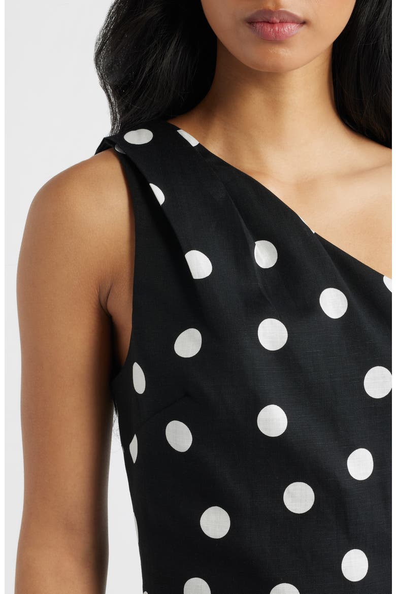 Abrei Polka Dot One Shoulder Crop Top, Alternate, color, BLACK