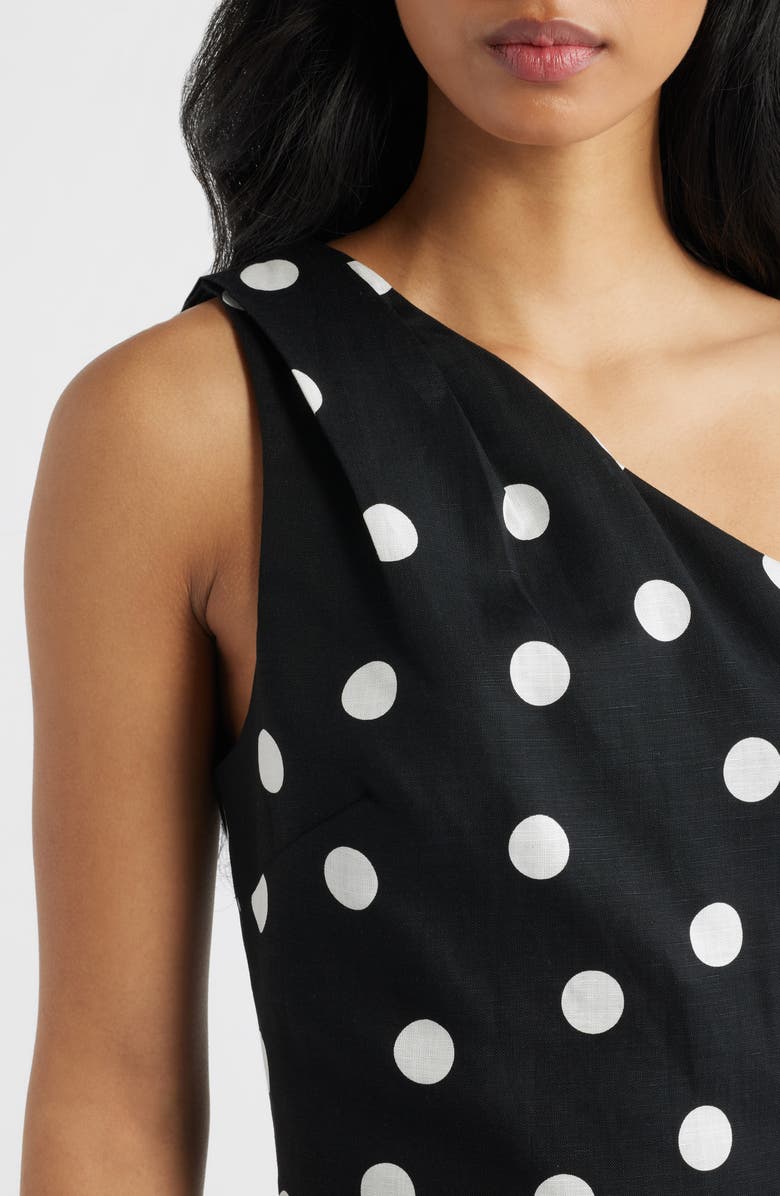 MANGO Abrei Polka Dot One Shoulder Crop Top, Alternate, color, Black