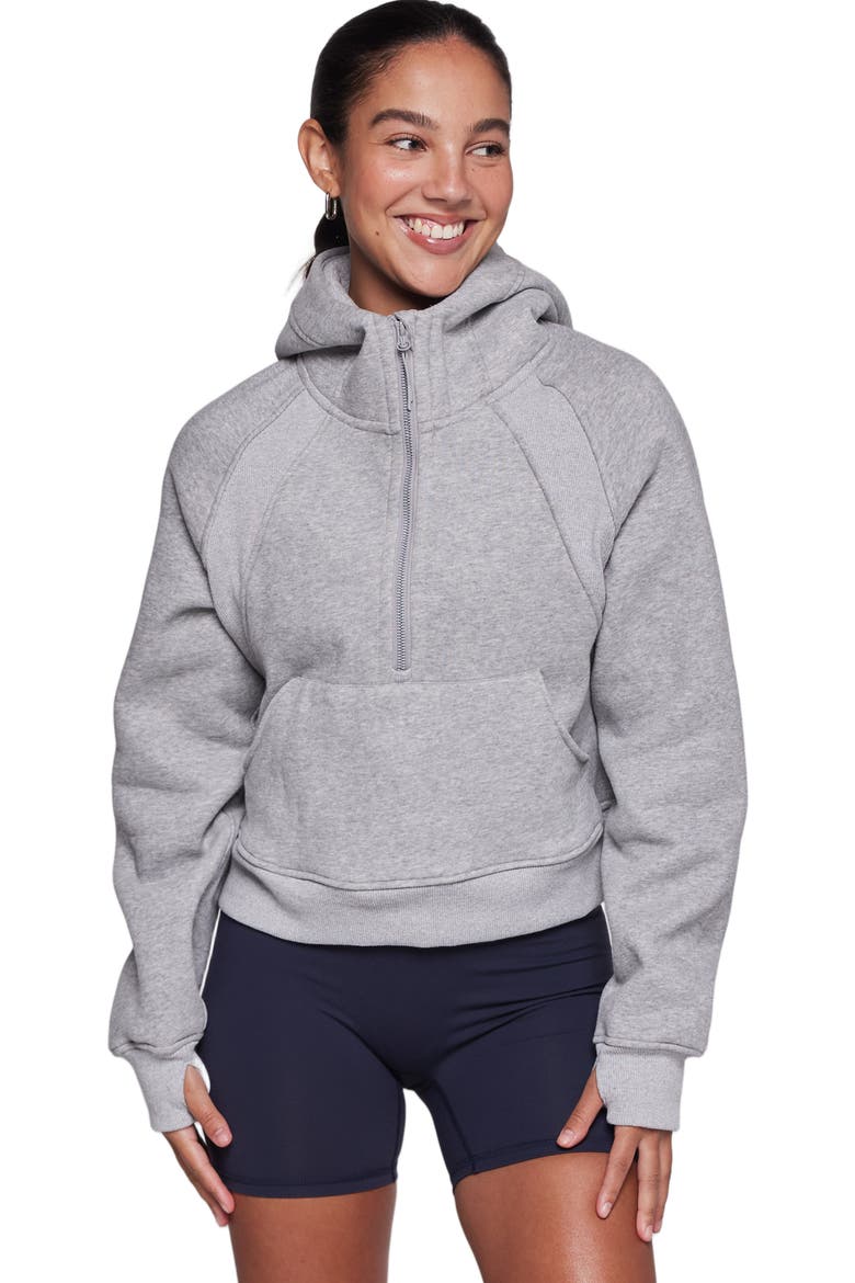 Effortless Fleece Half Zip Hoodie, Alternate, color, Heather Grey