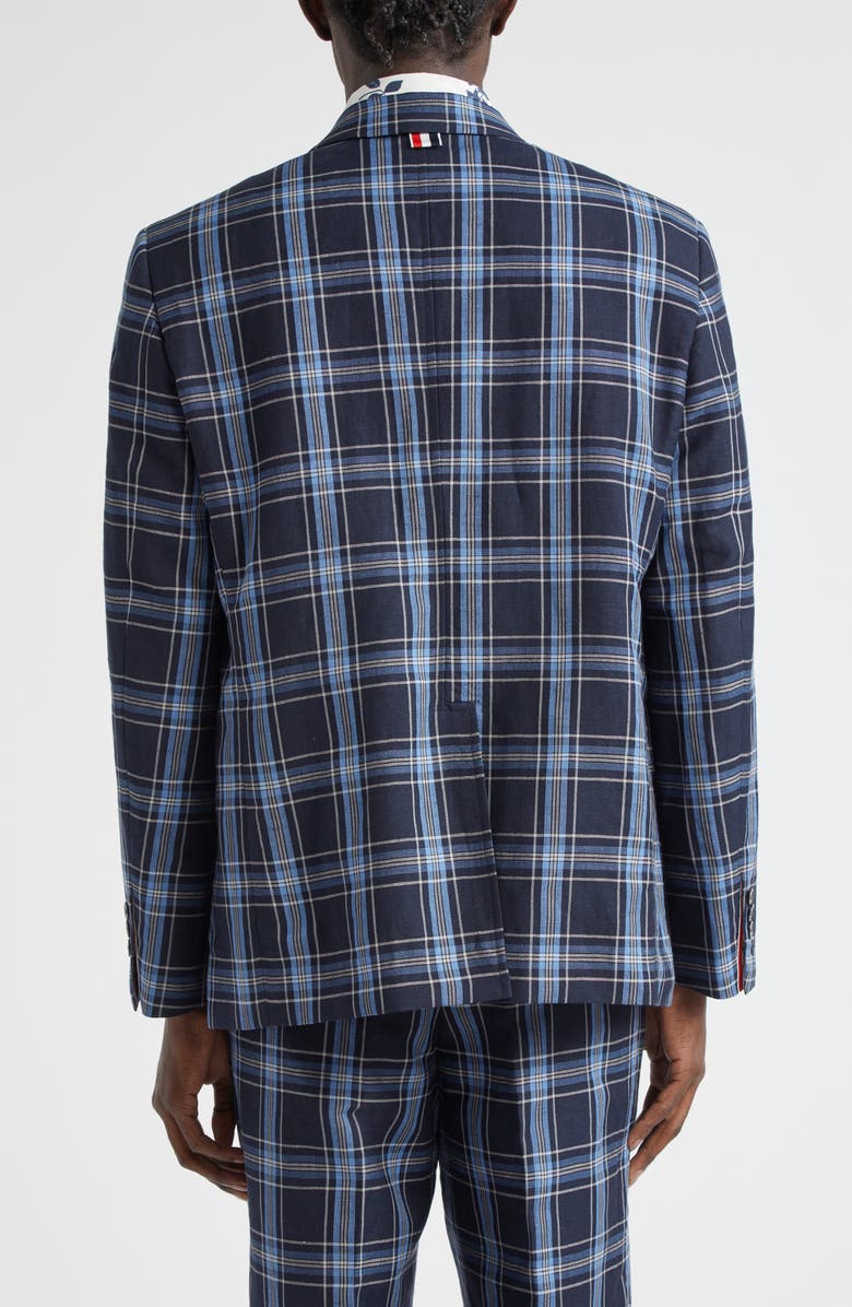 Thom Browne Unstructured Straight Fit Plaid Cotton Sport Coat, Alternate, color, 