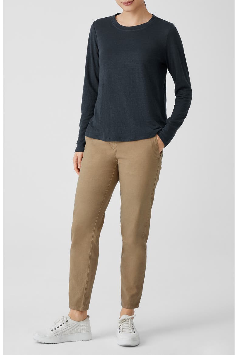 Organic Linen Long Sleeve T-Shirt, Alternate, color, OCEAN