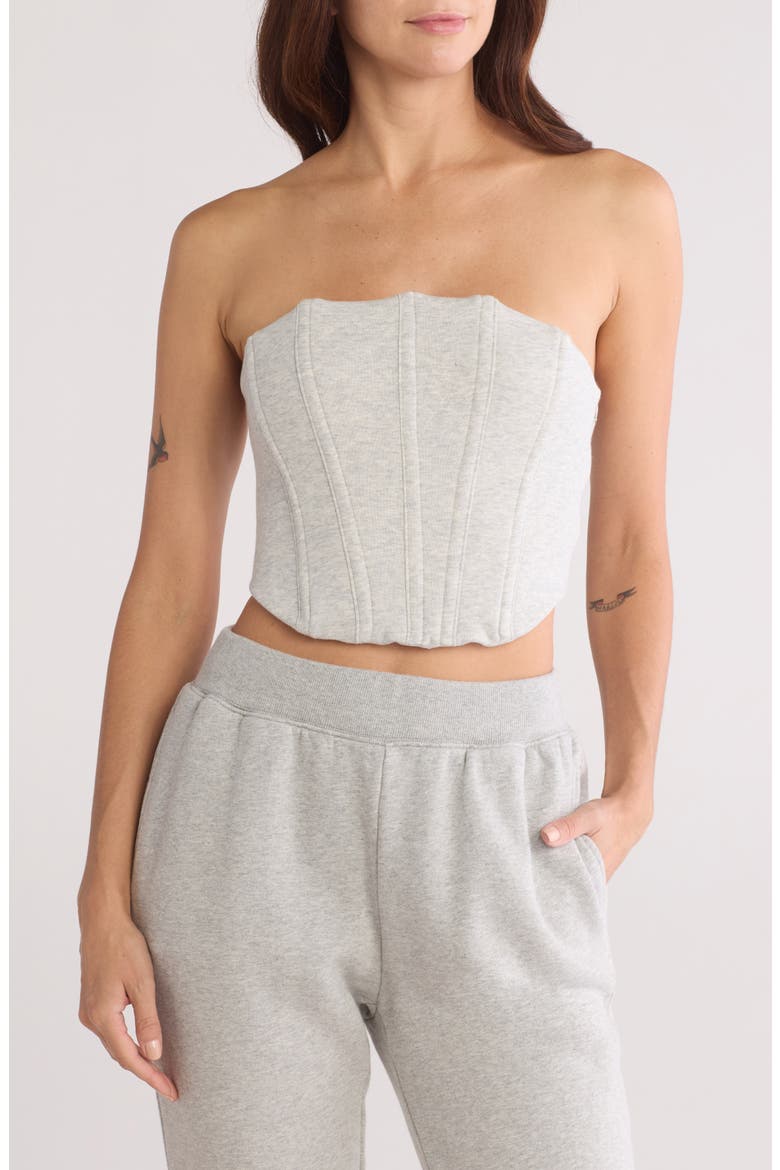 Strapless Brushed Fleece Corset Top, Main, color, HEATHER GREY001